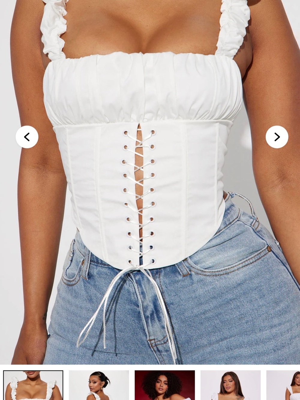 Fashion Nova White Lace-Up Corset Crop Top